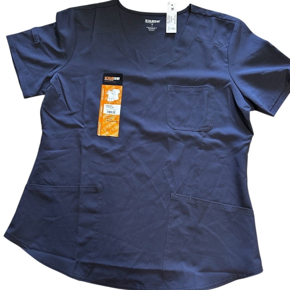 NWT Scrubstar Pewter Gray Soft Vneck Scrub Top Size Medium